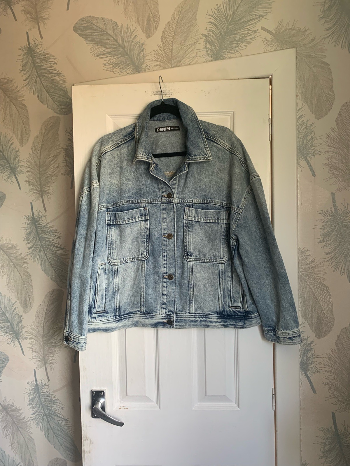 Oversized Denim jacket front pockets utility style uk 14