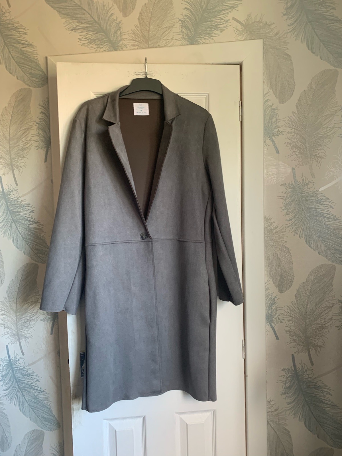 Primark Grey Suedette Longline Jacket size M 12-14