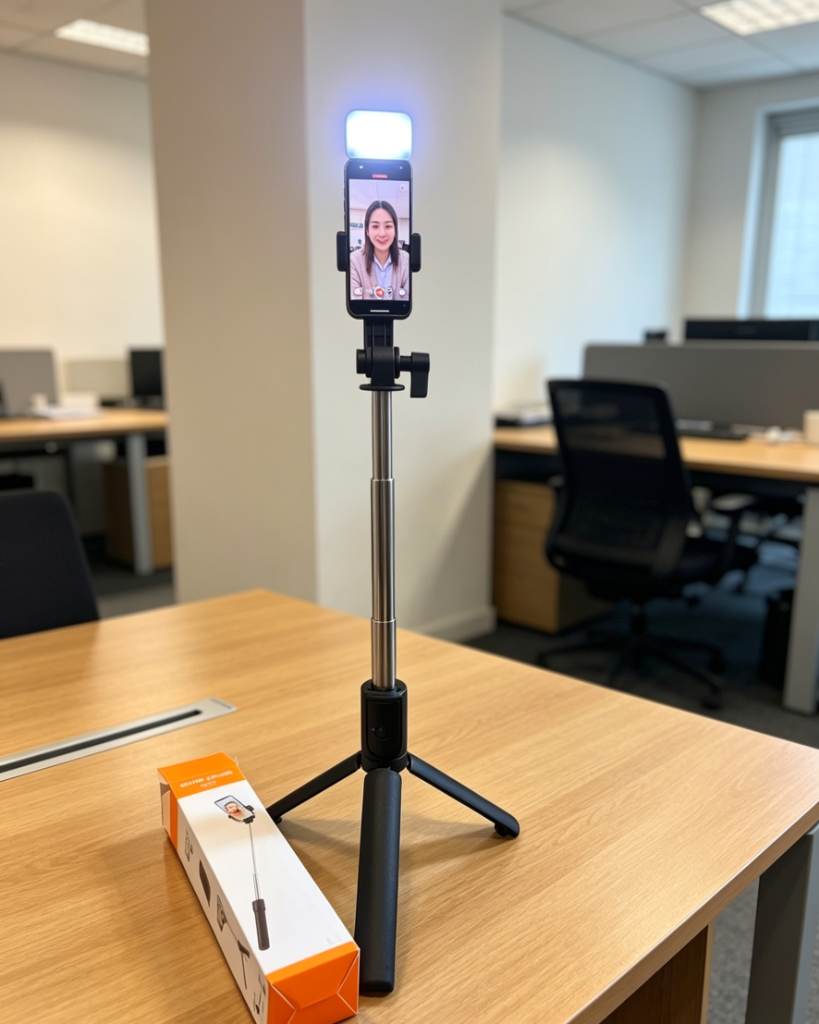 Selfie stick tripod with LED light & bluetooth remote – 3 in 1 extendable stand