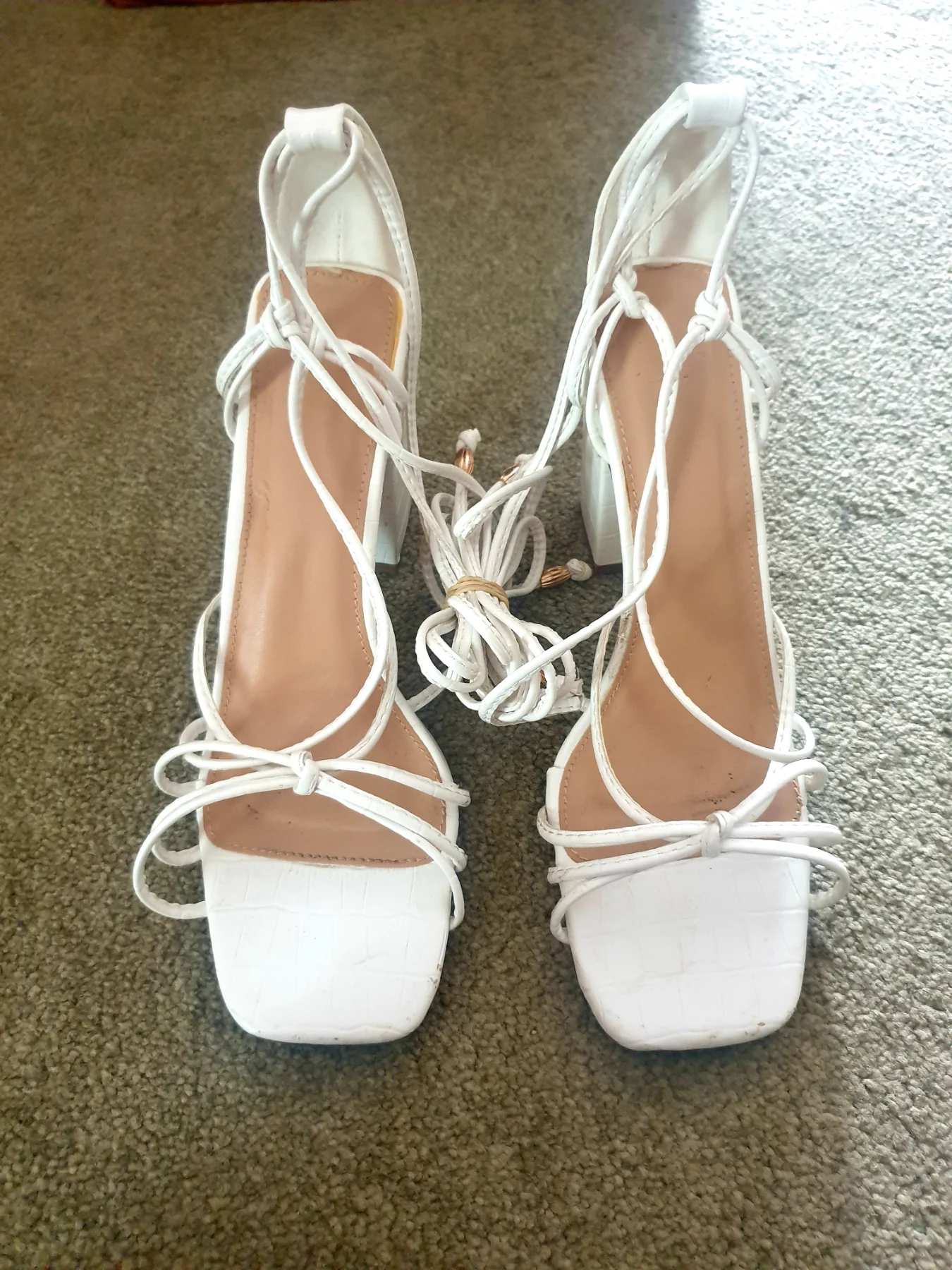 JustFab Dimon Strappy White Ladies Sandles Size UK 4.5 EUR 37