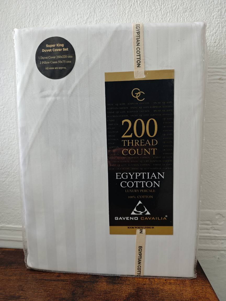 200 Thread Count Egyptian Cotton Super King Duvet Set