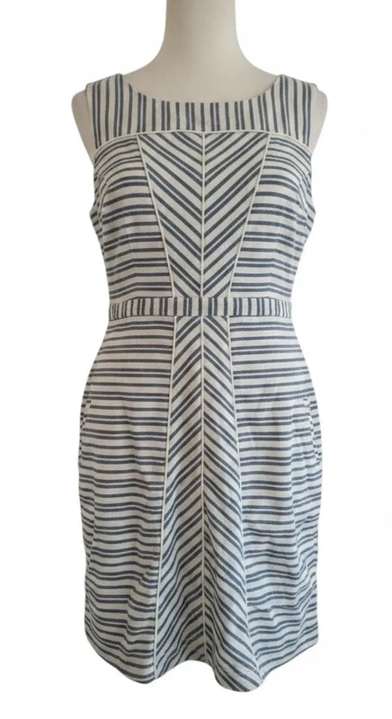 FatFace Blue & White Striped Dress - Size 12