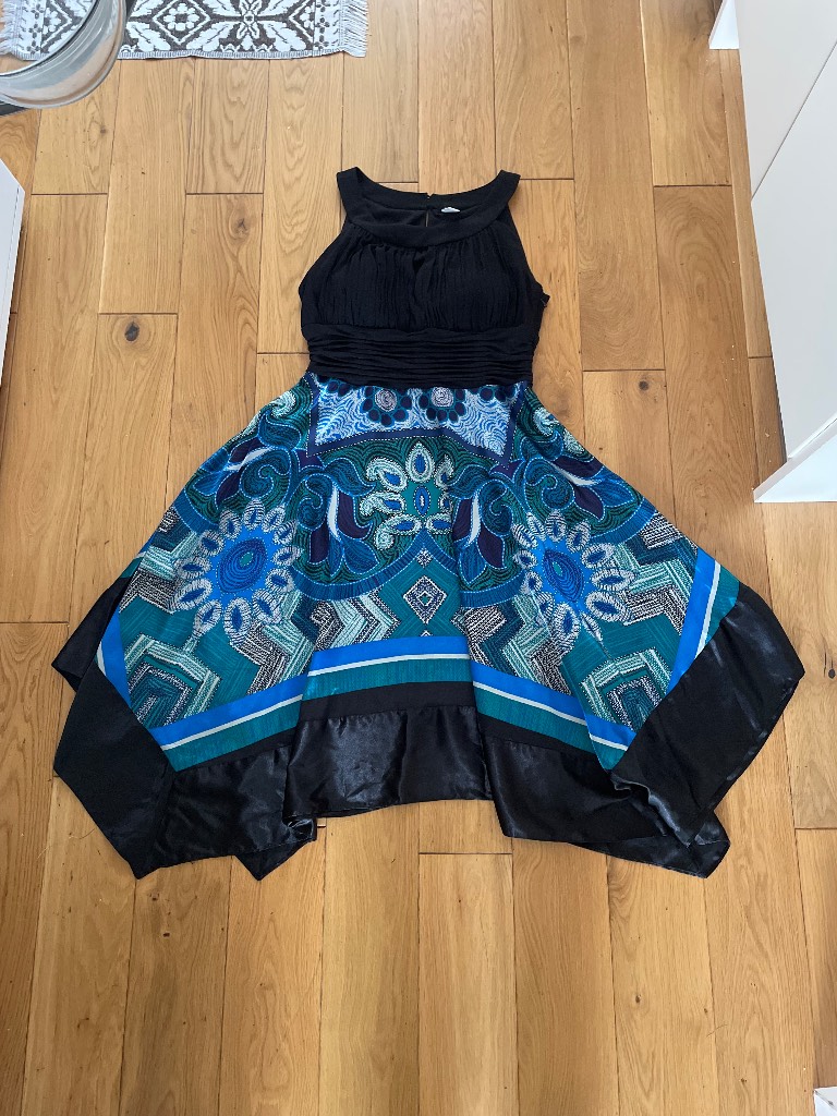 Sangria Asymmetrical Satin Midi Dress Size 14