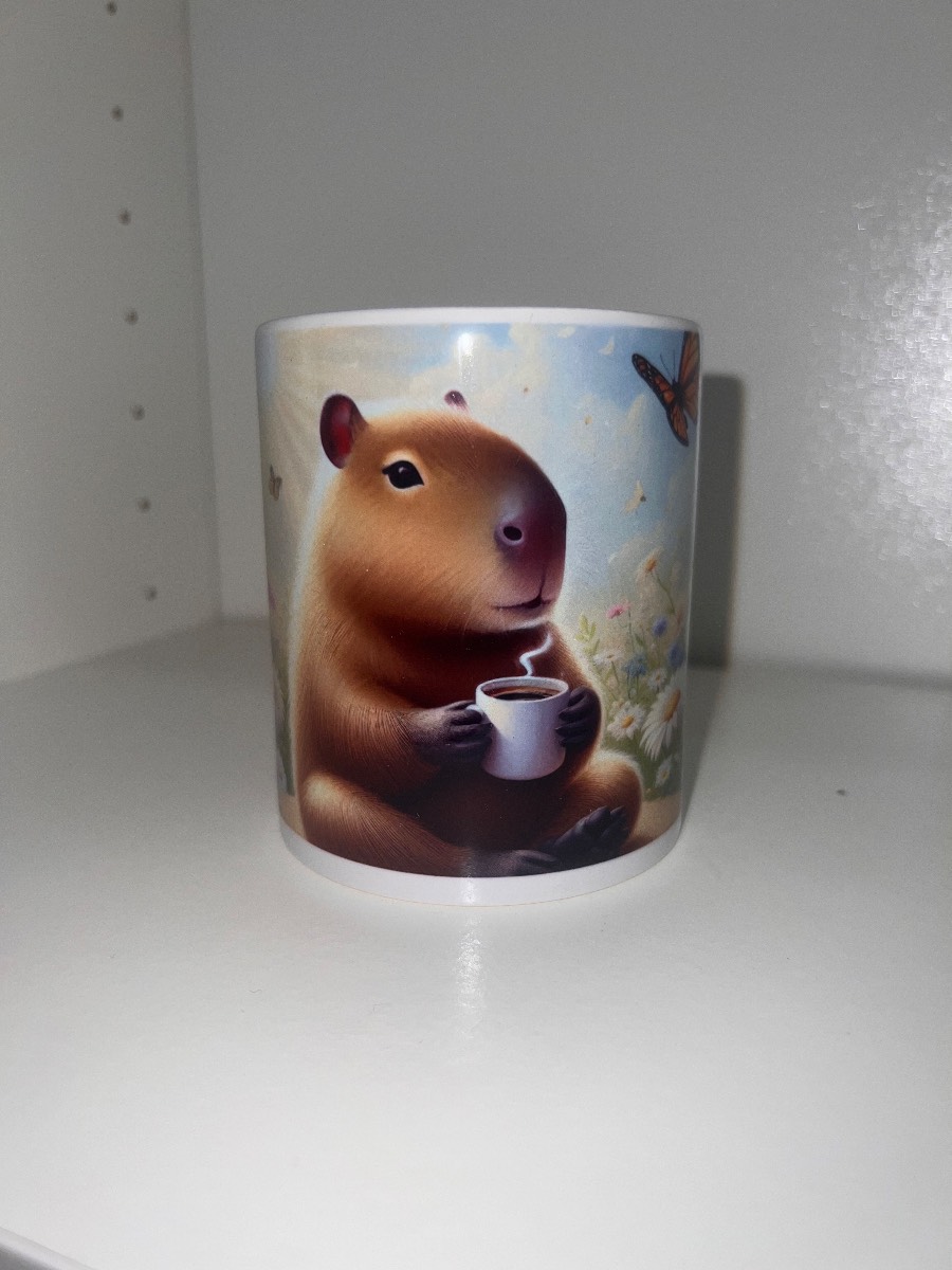 Capybara floral ceramic mug