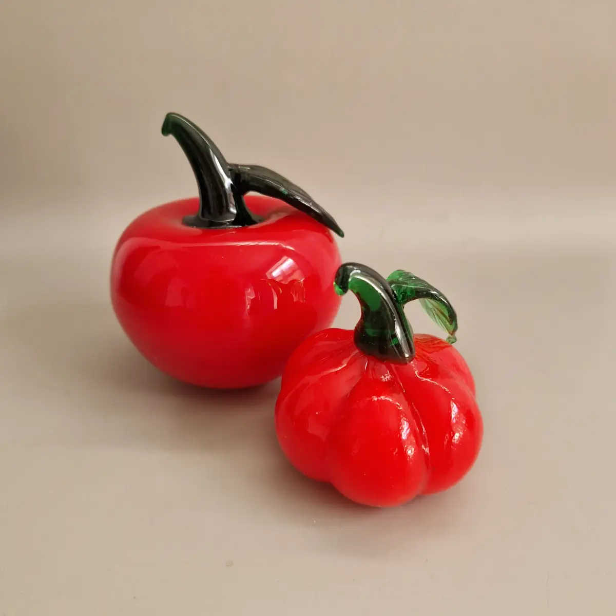 Vintage Handblown Art Glass Fruit Ornaments Apple Tomato