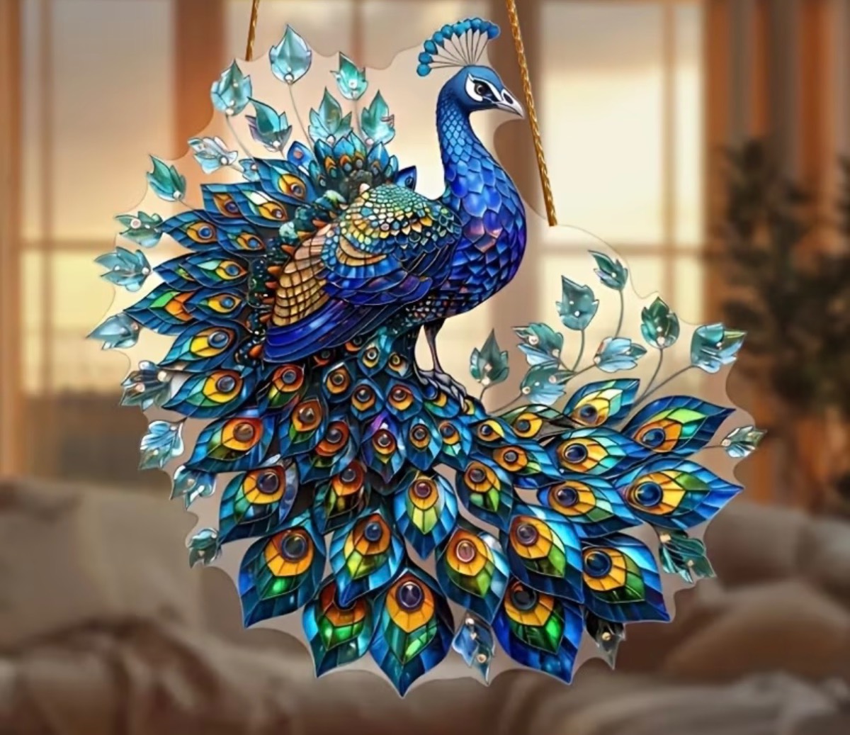 8 inch acylic peacock suncatcher
