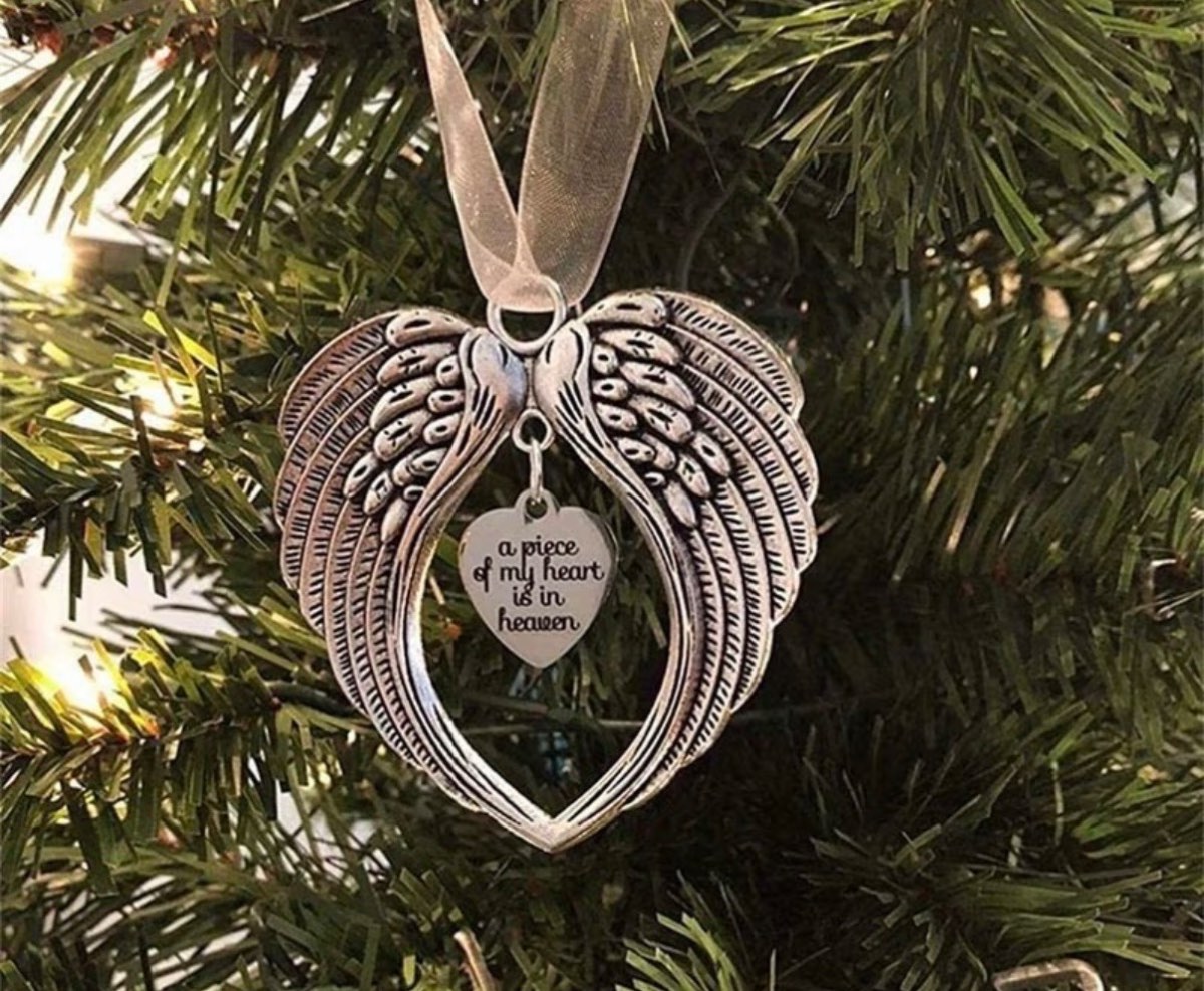 1pc, Angel Wings Christmas Ornaments - My Heart Is in Heaven, Remembrance Gift, Decorative Pendant