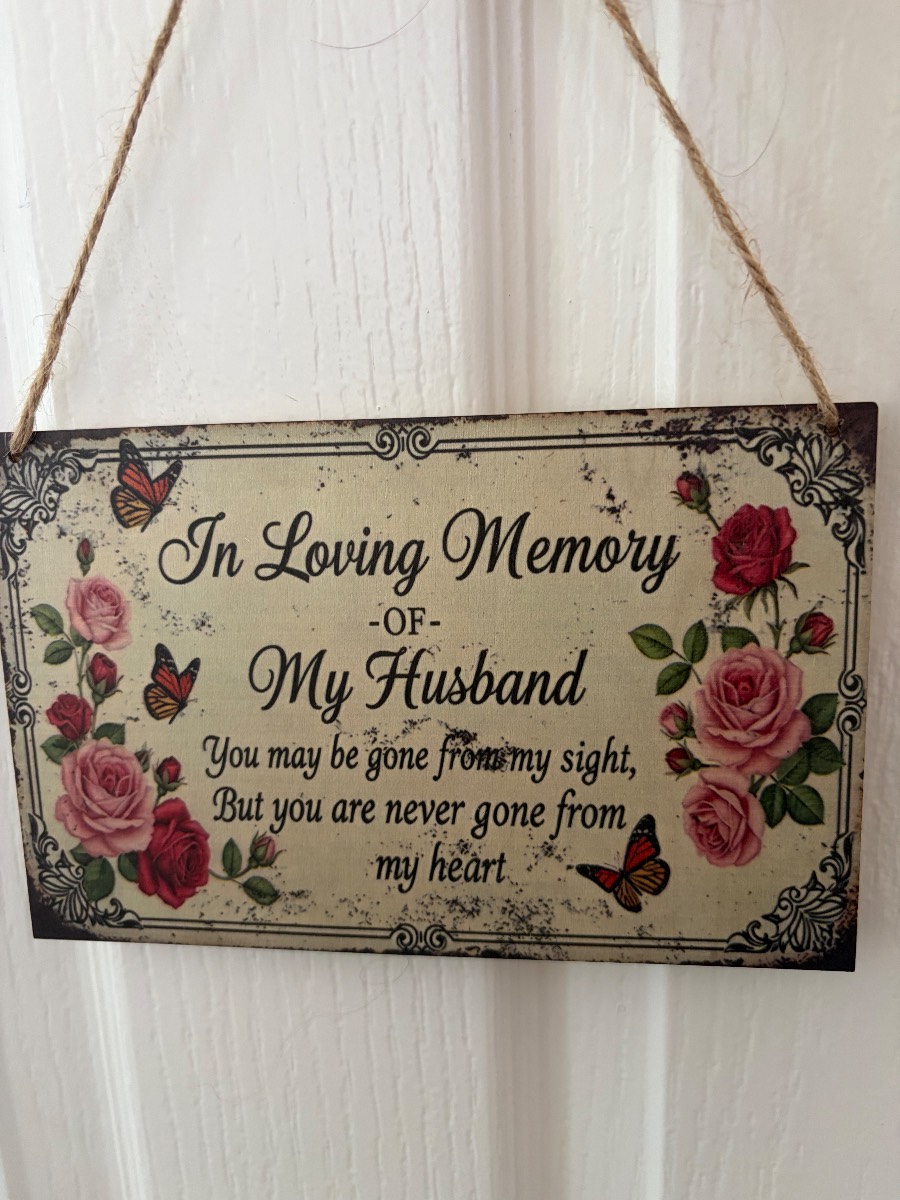 7.86 inch wooden in loving memory of my husband plaque