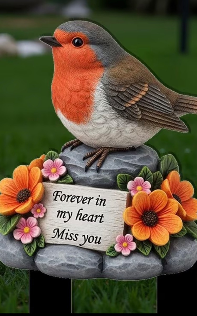 Acyclic grave robin stake plaque