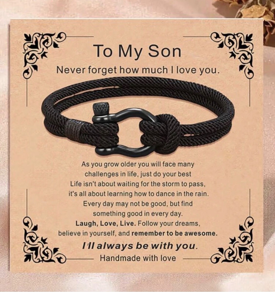 Son rope type bracket with bag and card gift for teenager