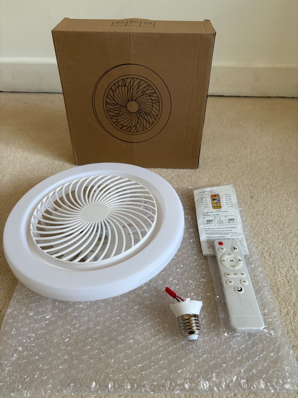 Ceiling Fan Light – Remote Controlled, White