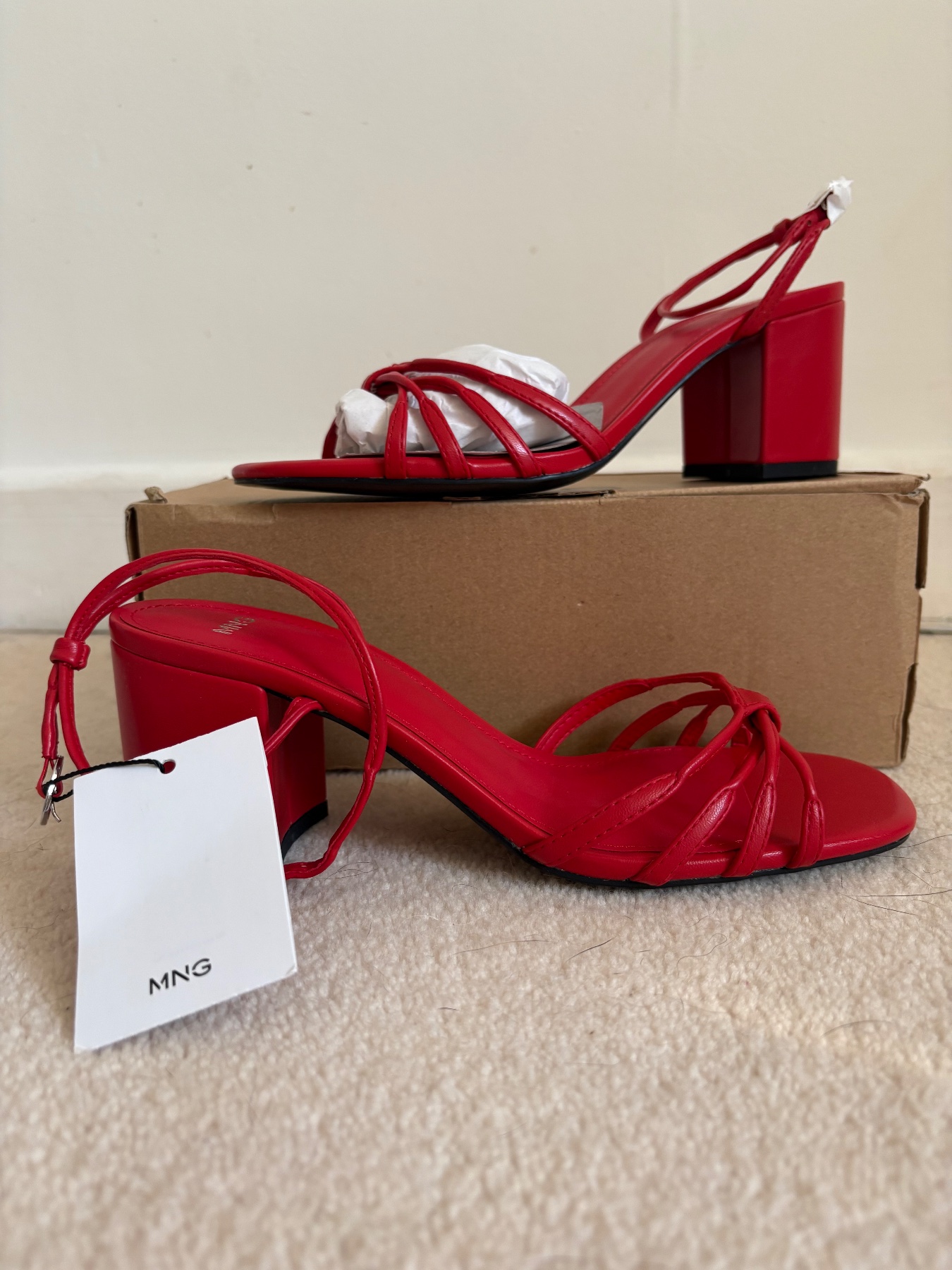 Mango Red Strappy Heeled Sandals – UK 3 – New with Box