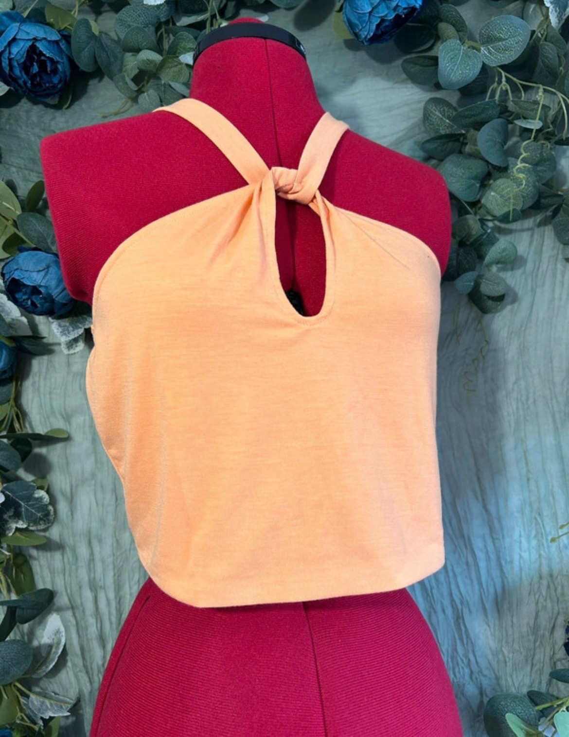 Fire & Glory Orange Cropped Halter Top - Size L 12/14 - BNWT