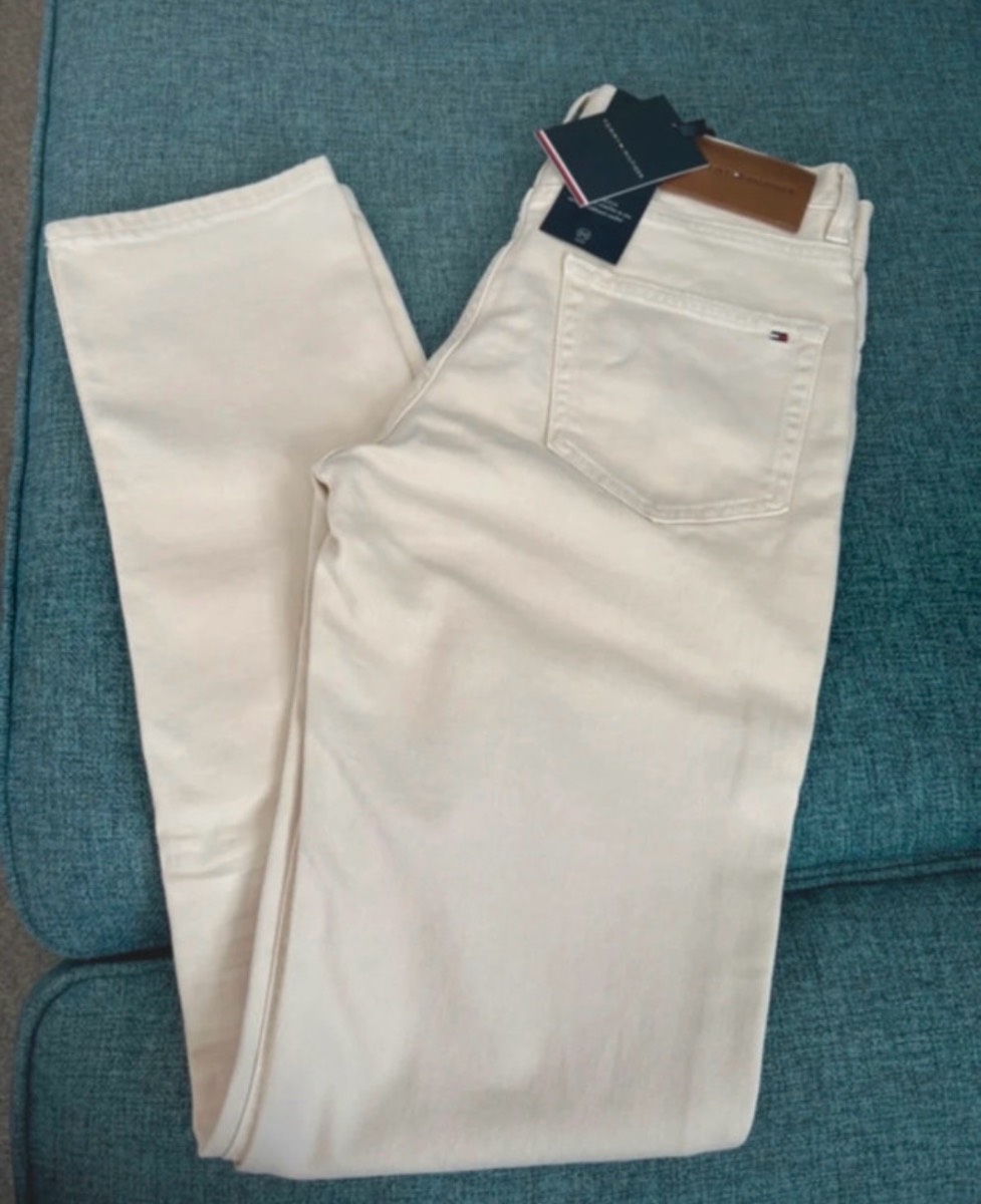 Tommy Hilfiger straight fit Denton jeans, cream, W28 L34