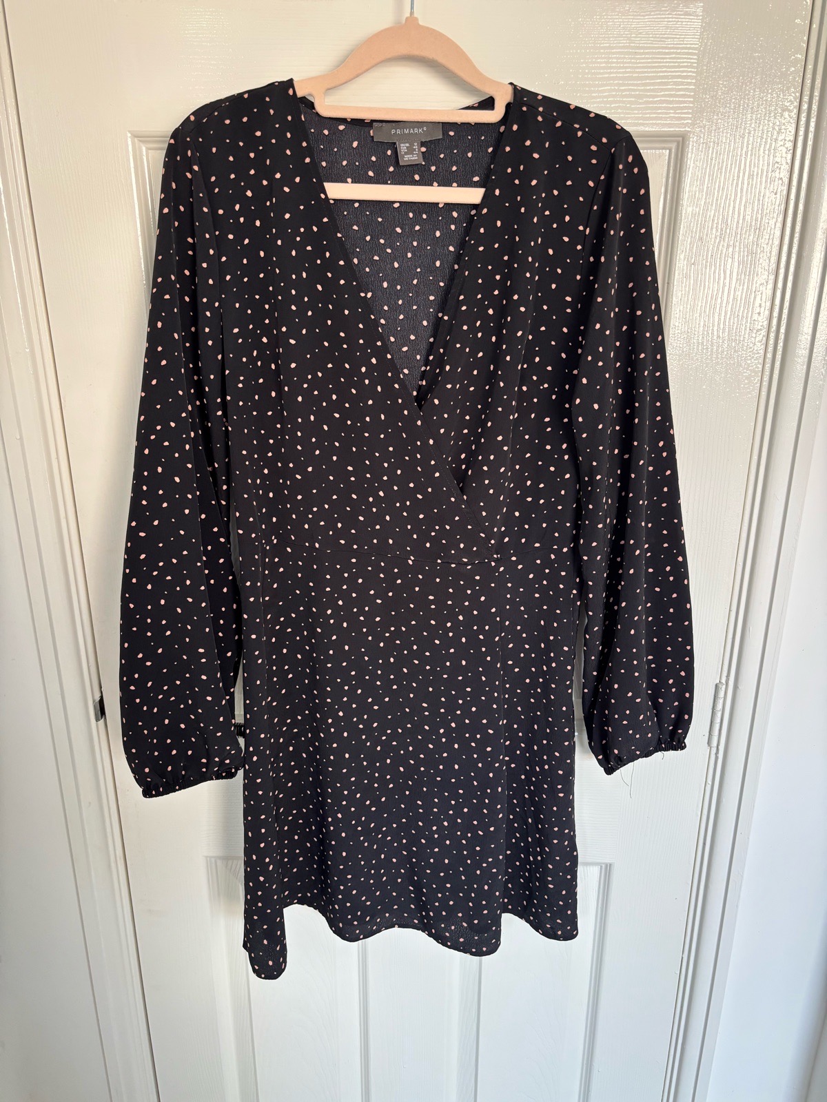 Primark spotty v neck wrap knee length dress