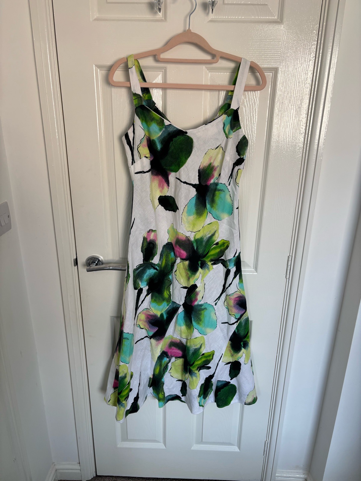 Per Una White and Green Floral Flowy Dress