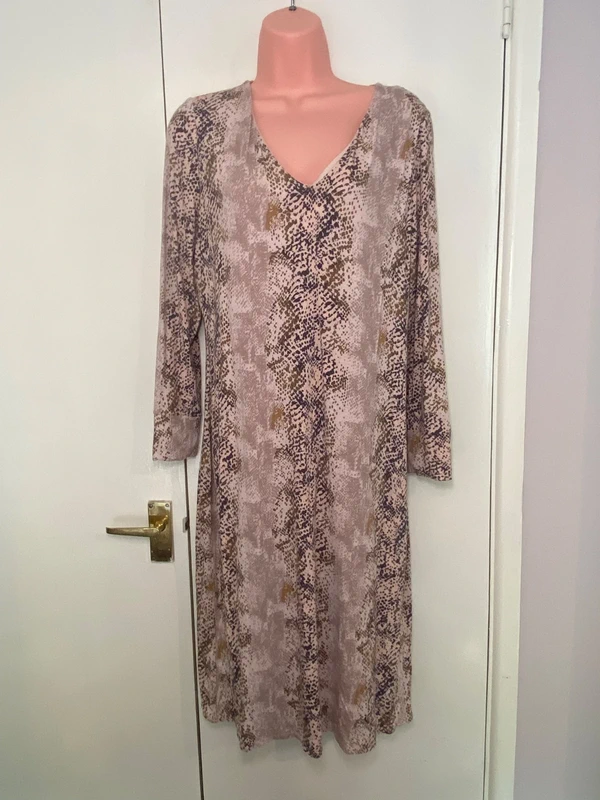 Wallis Petite Beige and Brown Snake Print long Dress Size 14
