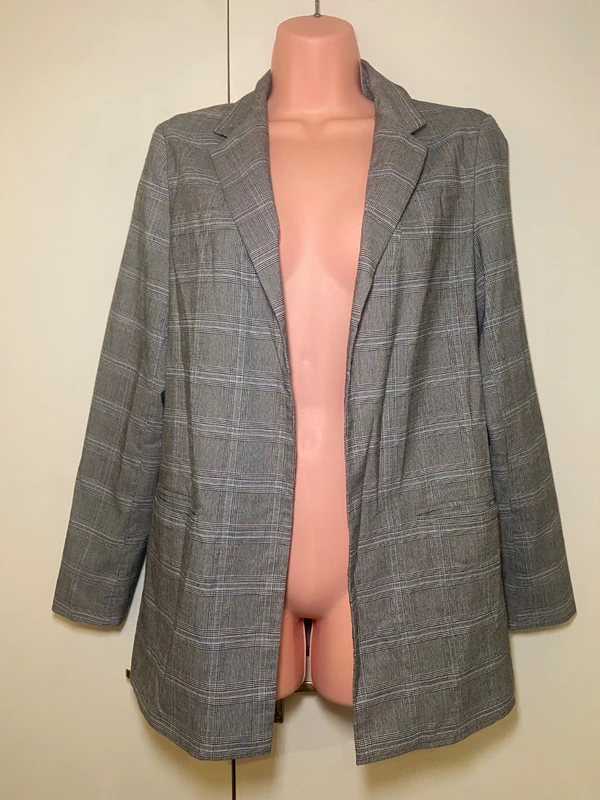 New Look Classic Grey Check Blazer Size 10