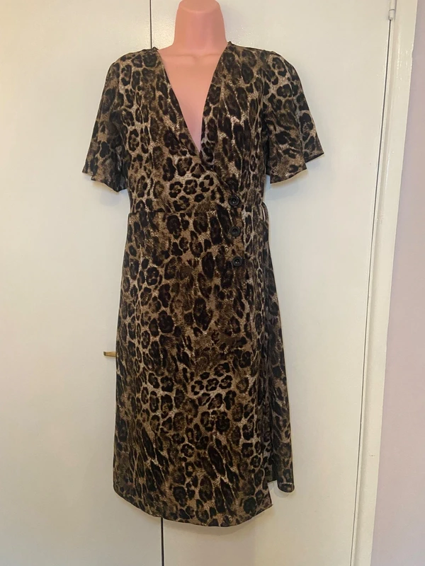 Primark Black and Brown Leopard Print Dress Size 8 BNWT