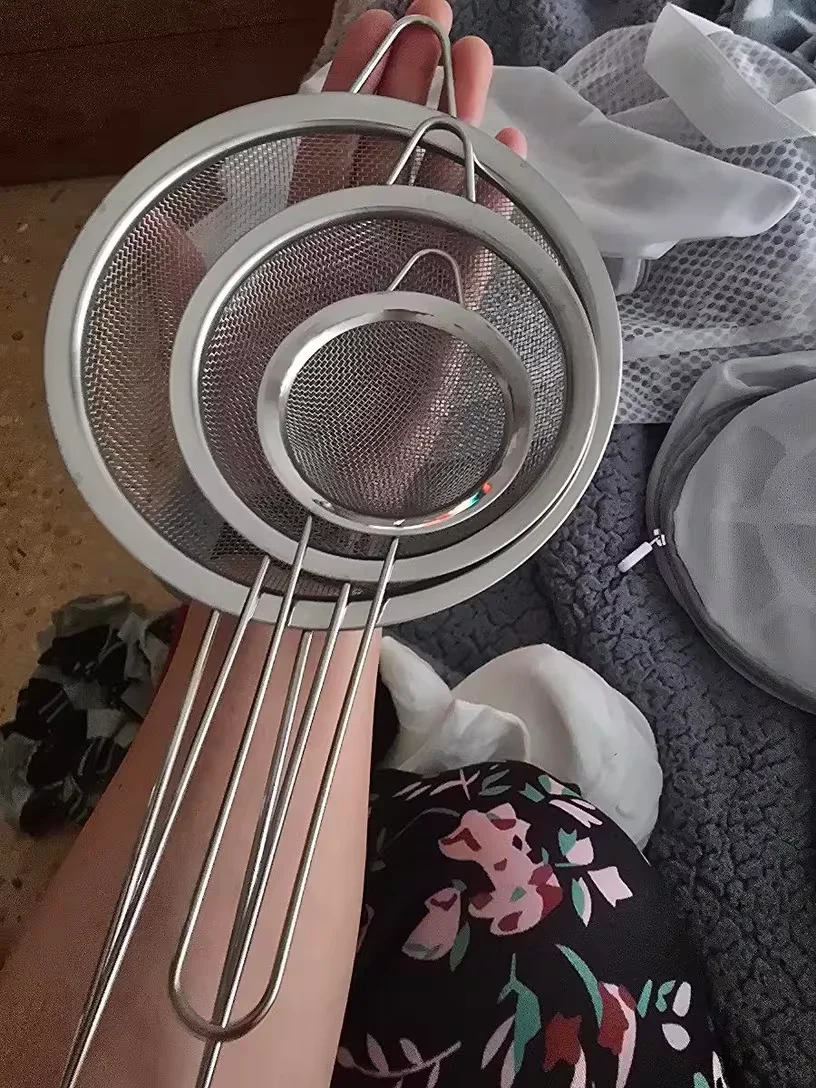 Stainless Steel Fine Mesh Strainer Sieve Set of 3 Small Medium Large Kitchen Strainers