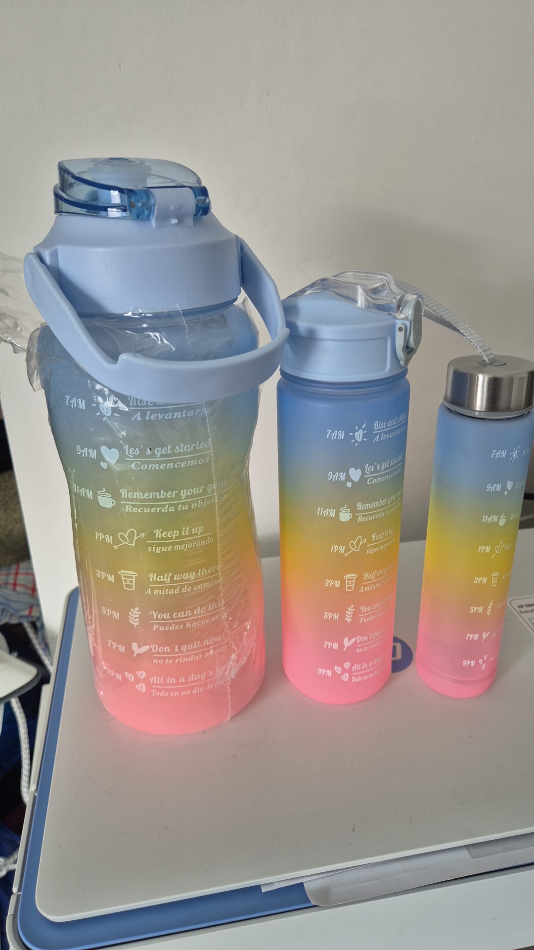 Water Bottle With Time Marker, Leakproof Sports Drinking Bottle, Reusable Water Bottle With Strap &