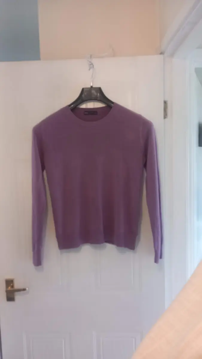 M&S Collection Women’s Violet Crew Neck Cotton Knit  Jumper Pullover 12, Purple ,Lilac