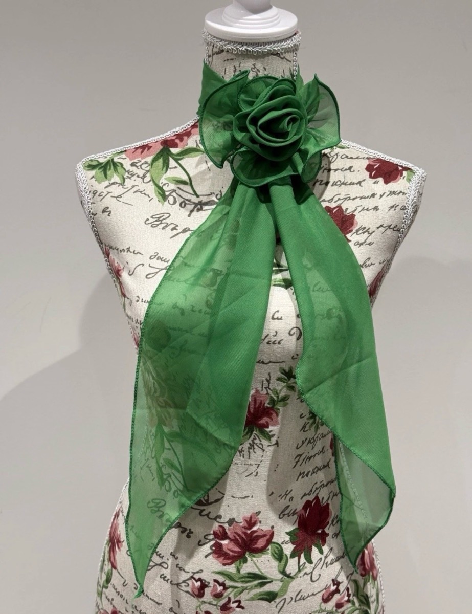 Women’s Solid Color Rose Floral Slim Scarf