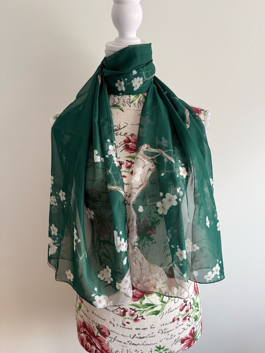 Elegant Floral Print Chiffon Scarf