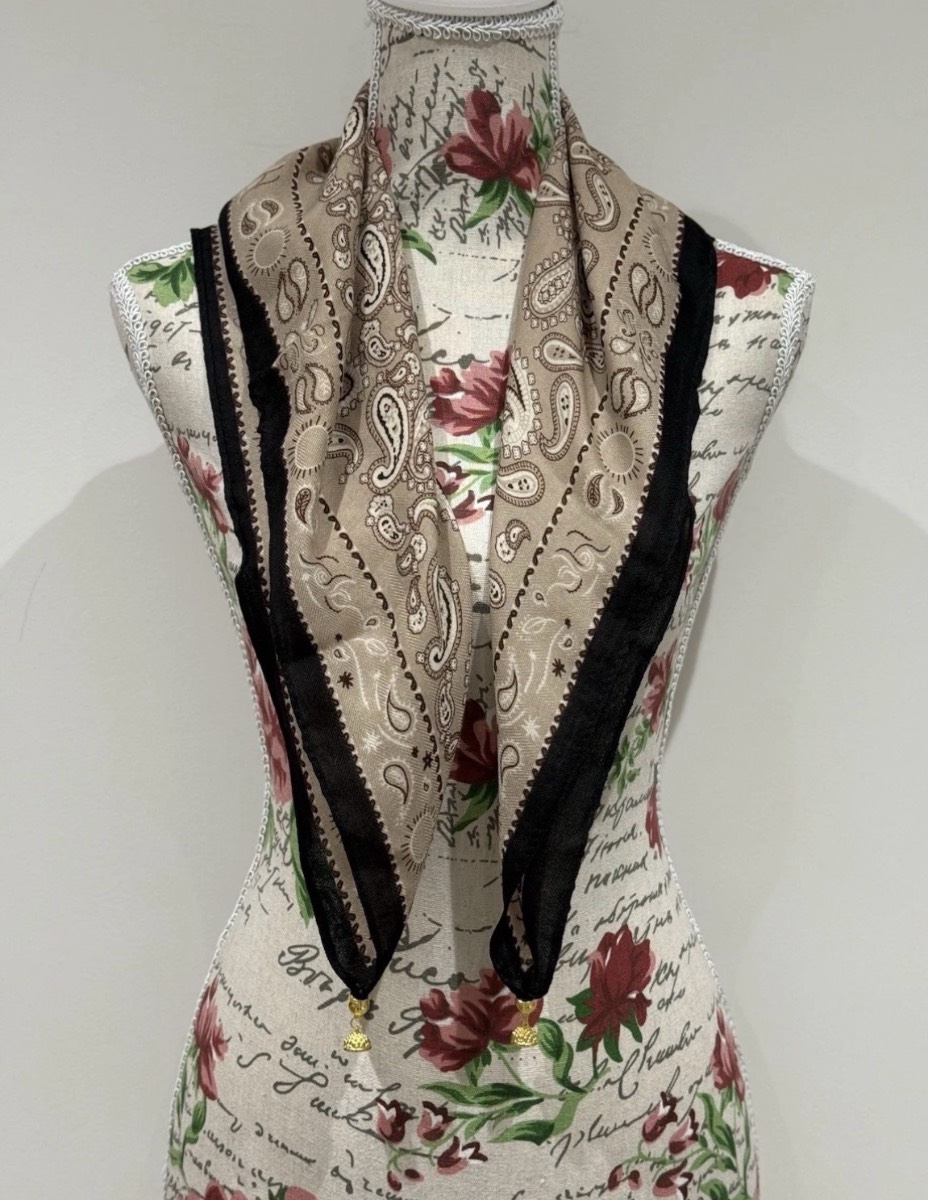 Beige Paisley Scarf Shawl