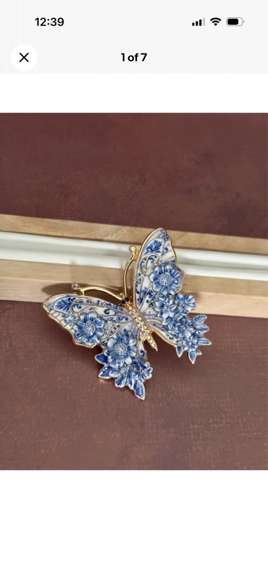 Elegant Butterfly Floral Enamel Brooch