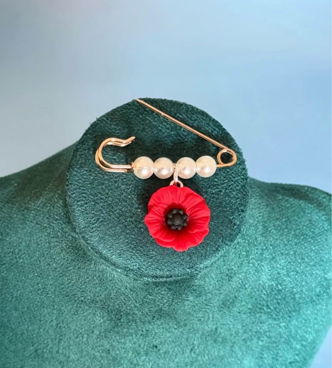 Handmade Poppy Flower Brooch