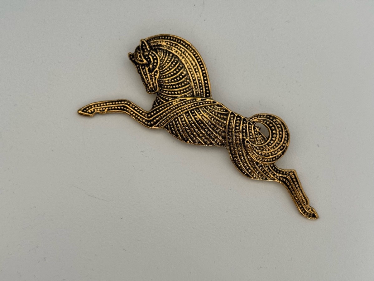 Vintage Gold Tone Running Horse Brooch Pin