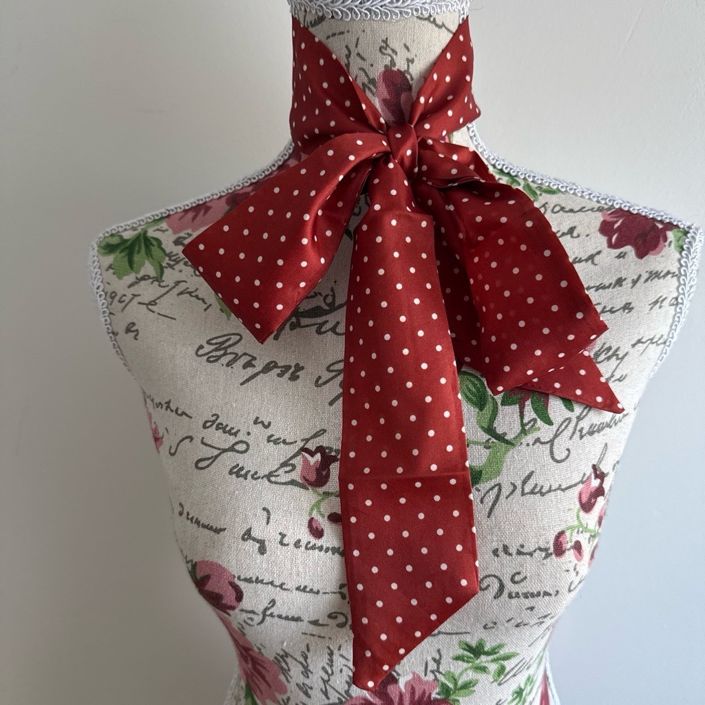 Dusty Red Polka Dot Twilly Scarf