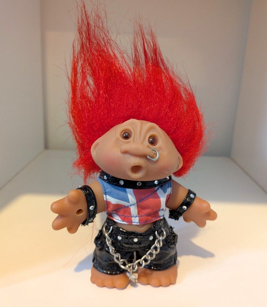 Vintage 1986 DAM Punk Rock Troll Doll – Red Hair – Collectable
