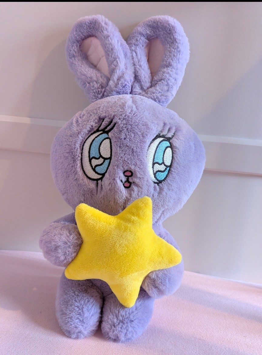 Cute Kawaii Lavender Purple Bunny Rabbit Plush with Yellow Star