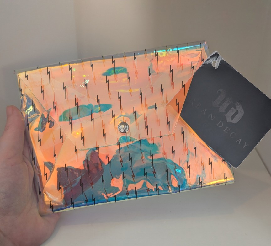 Urban Decay Holographic Lightning Bolt Makeup Bag Cosmetic Pouch Clutch