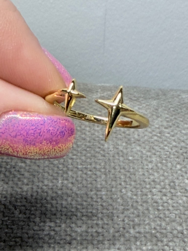 S925 Gold Plated Celestial North Star Adjuatable Ring
