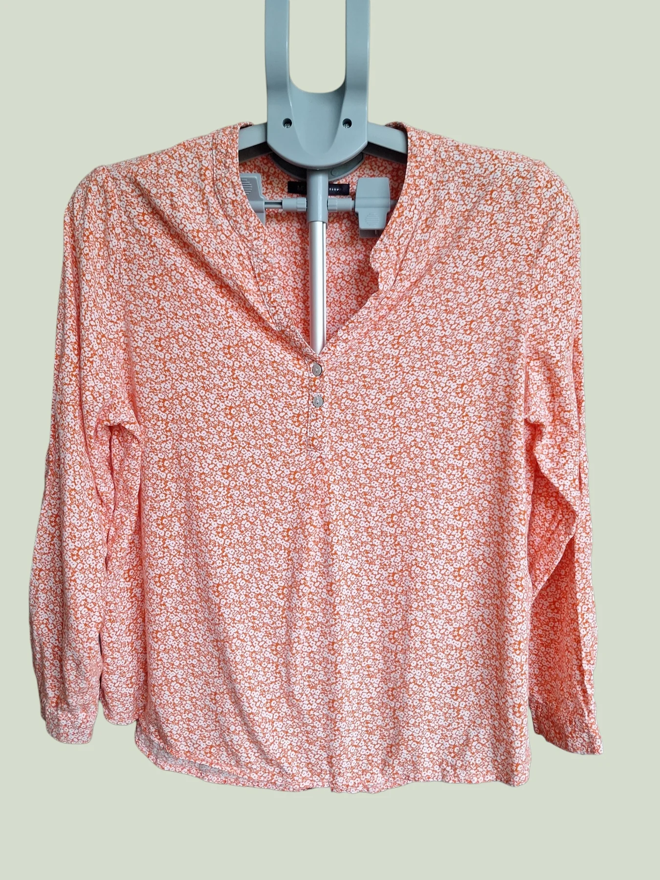 M&S orange mix lightweight floral blouse top size 14