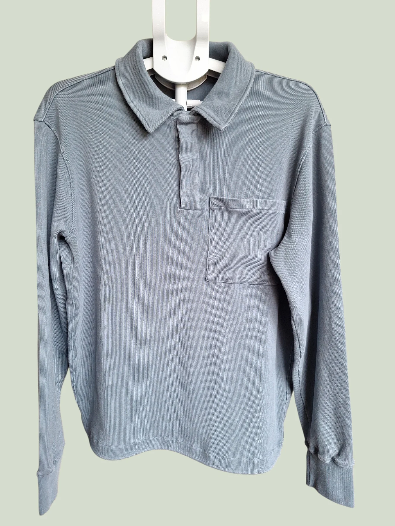 Kin steel blue long sleeve polo shirt top size S