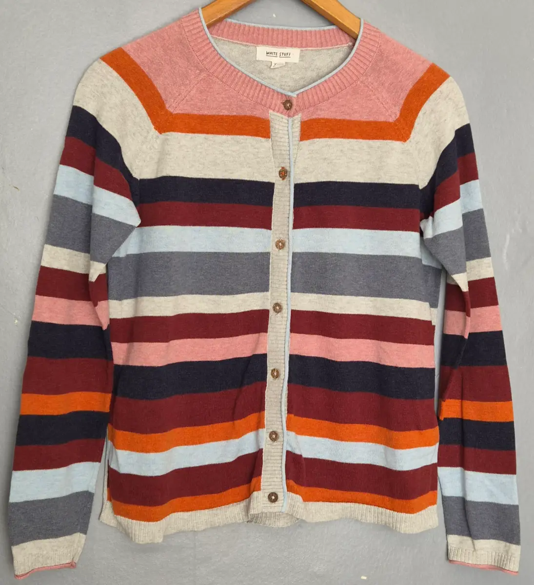 White Stuff Organic Cotton Stripe Cardigan UK 10