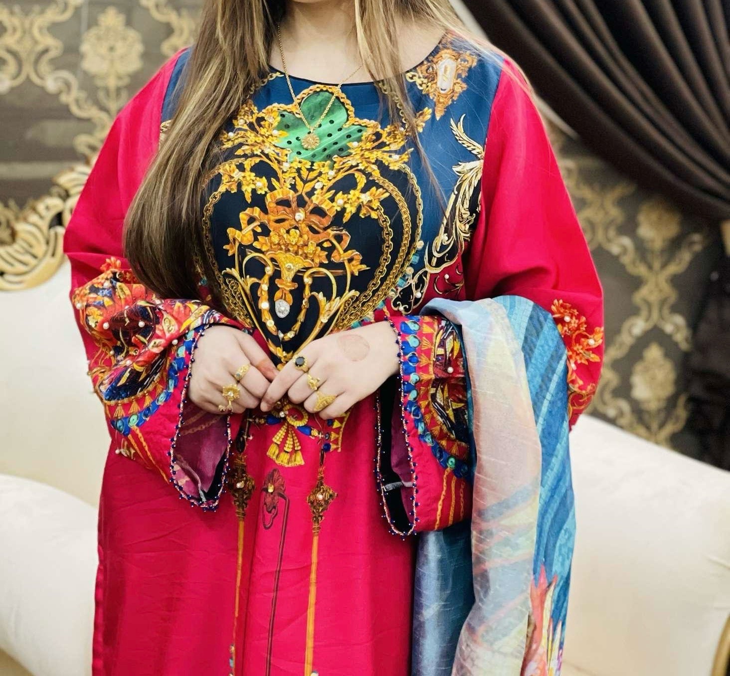 Almira brand 3 piece raw silk dress