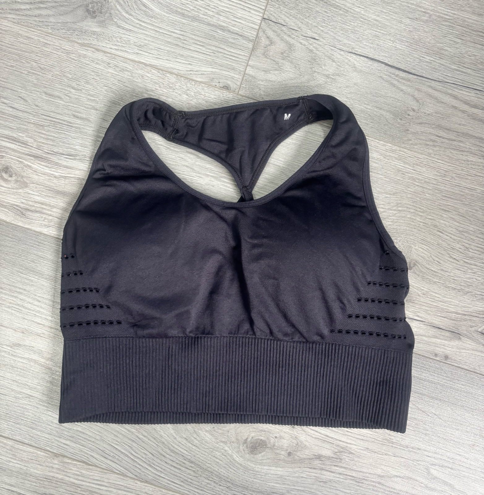 Black Sports Crop Top Racerback – Size M
