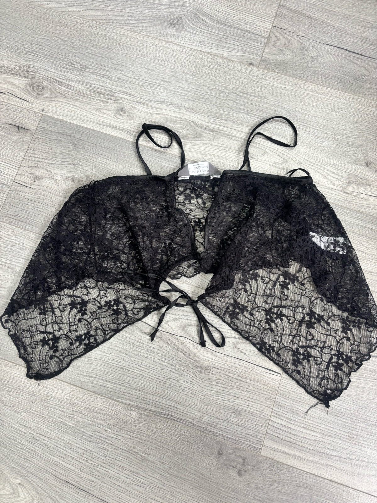 Primark Black Lace Tie Front Shrug – Cropped Cover Up – Size L