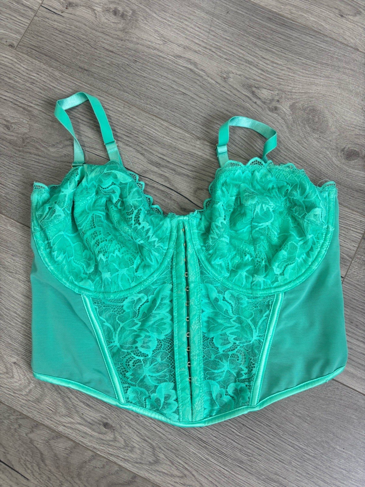 Primark Teal Green Lace Corset Bustier Top 36E 80F