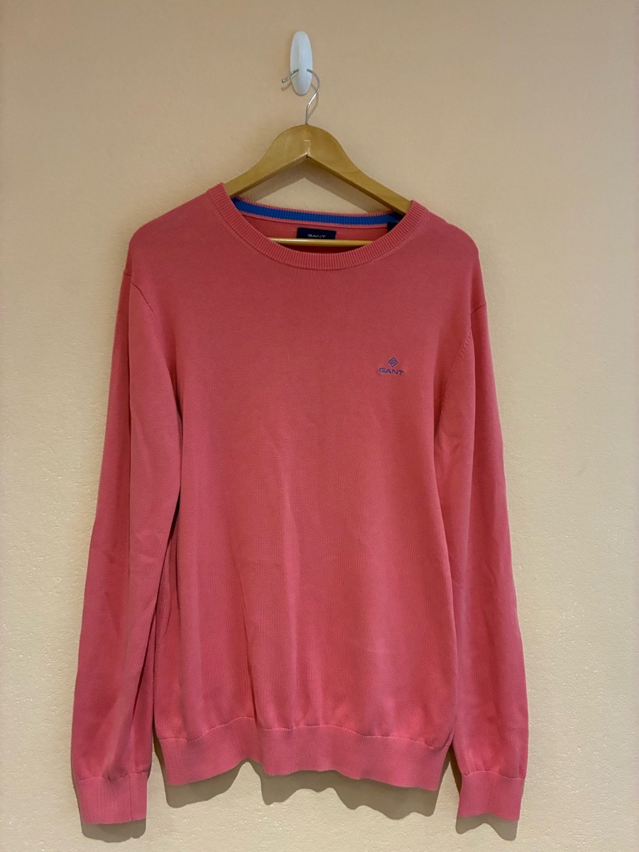 Gant Mens 100% Cotton Pink Long Sleeved Jumper Sweater Size Medium