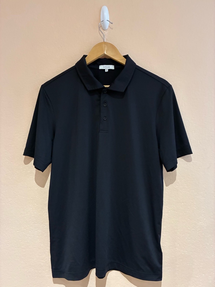 Arne Mens Stretch Black Short Sleeved Polo Shirt Size Medium