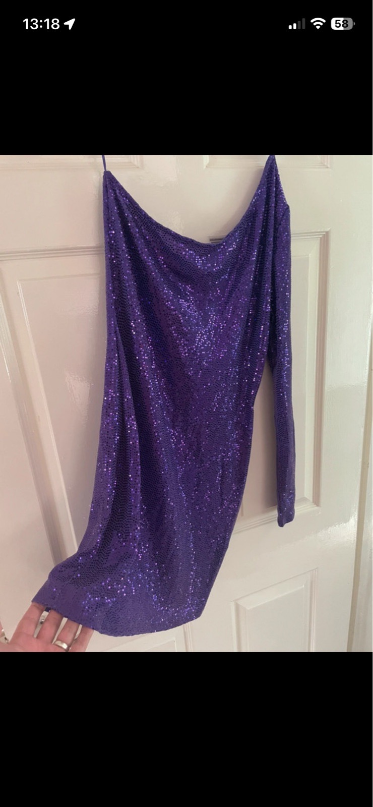 Primark mini dress in purple sparkly in size medium