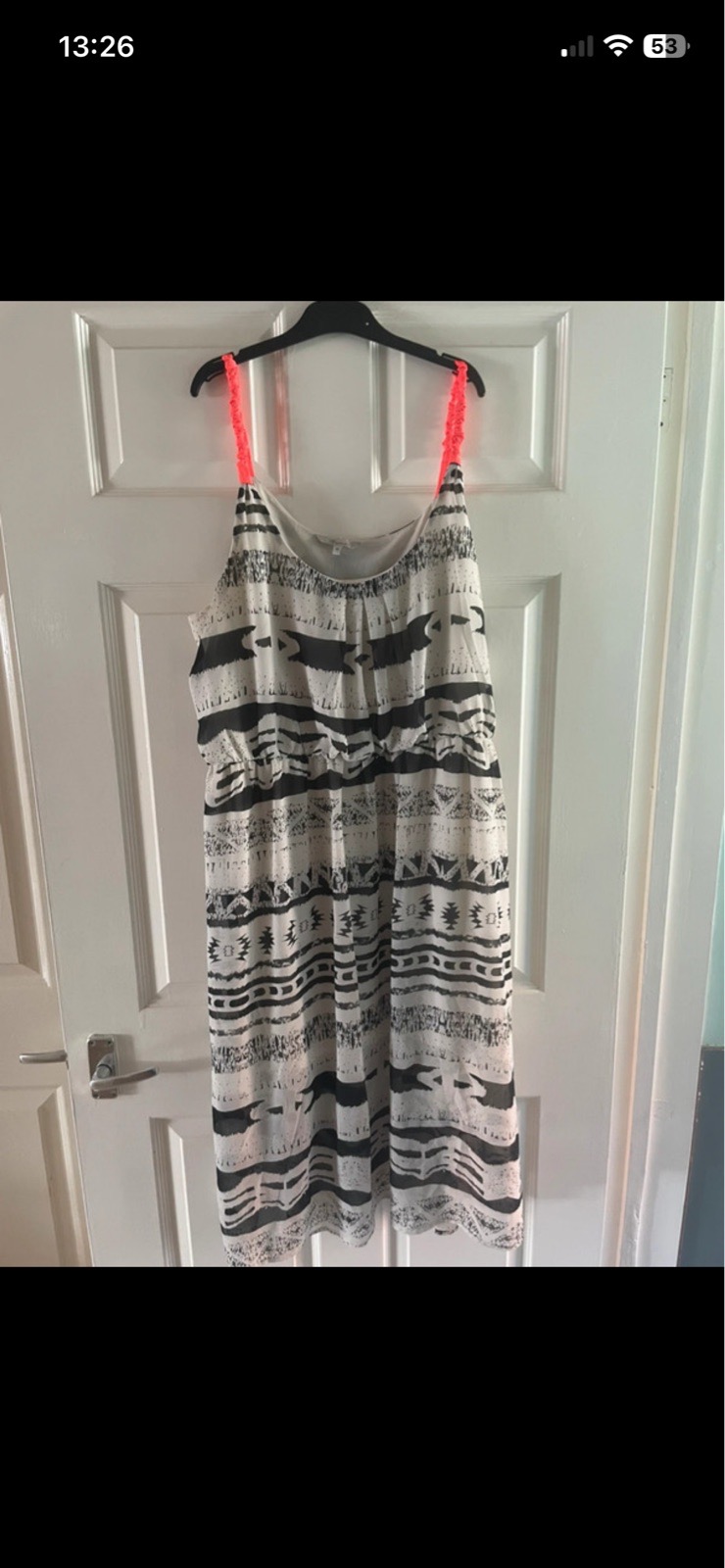 Peacocks summer dress in black/cream in size 18