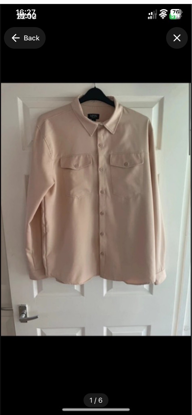 Apricot Boohoo man long sleeved shirt in size LARGE