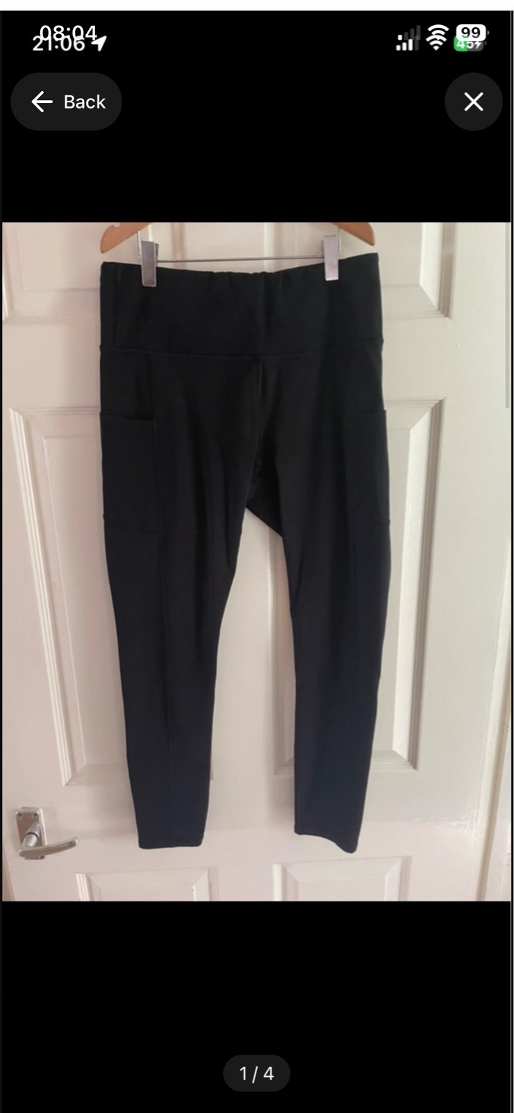 Women's tuga black activewear high waisted leggings with pockets waist 14 inch